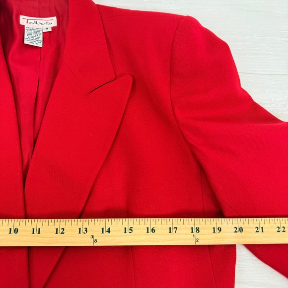 Vintage Talbots Red Wool Blazer Single Breasted Womens 8 Gold Buttons Academia - Picture 14 of 16